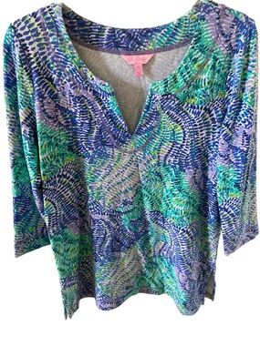 Lilly Pulitzer Justina Tunic Top in Fantasea UPF 50+ Size S